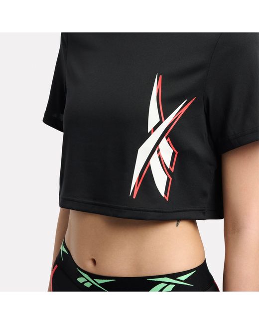 Reebok Black Id Train Cropped Graphic T-Shirt