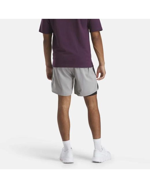 Reebok Gray Running Two-In-One Shorts 5" for men
