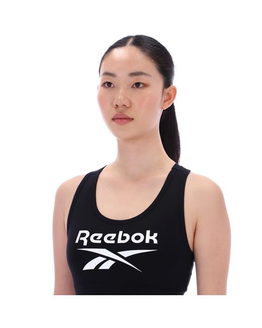 Reebok Black Id Logo Cotton Sports Bra Top