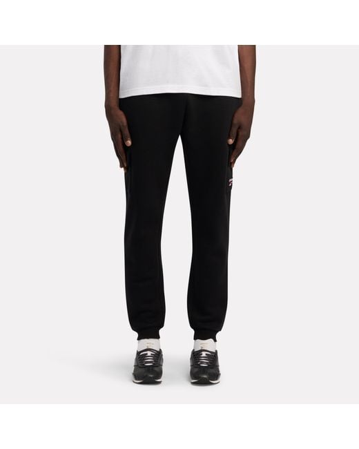 Reebok Black Id Cargo Fleece Jogger Pants for men