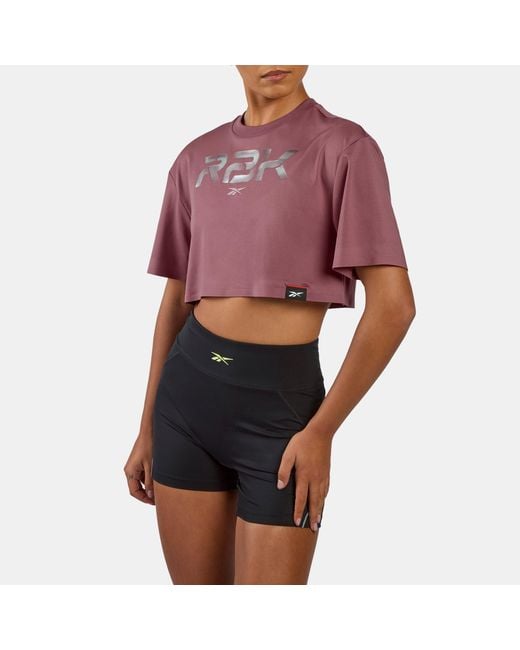 Reebok Purple Lab Cropped Graphic T-Shirt