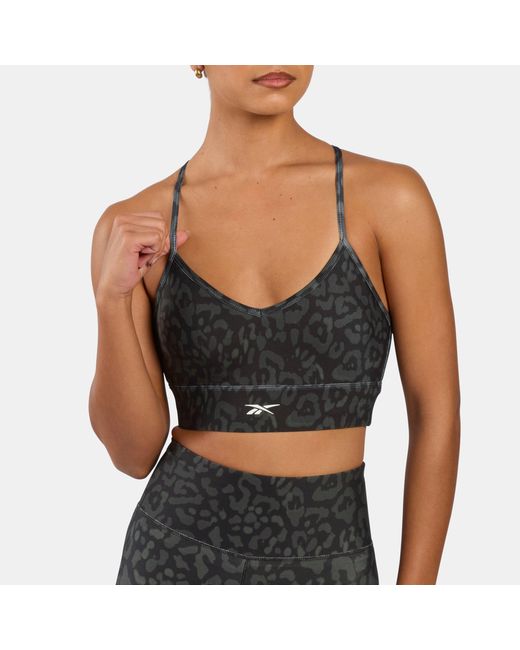 Reebok Black Id Train Printed Tri-Back Sports Bra