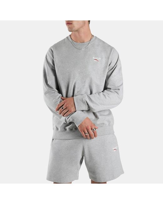 Reebok Gray Id Small Logo Crew Sweatshirt for men