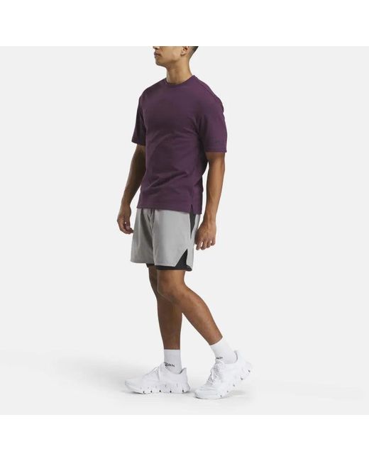 Reebok Gray Running Two-In-One Shorts 5" for men
