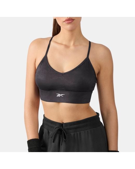 Reebok Black Id Train Printed Tri-Back Sports Bra