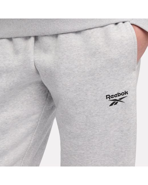 Reebok Gray Id Small Logo Fleece Cuffed Pants