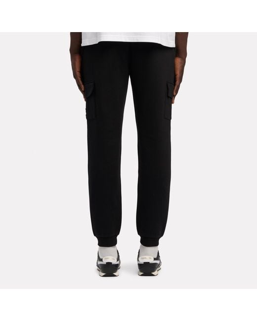 Reebok Black Id Cargo Fleece Jogger Pants for men
