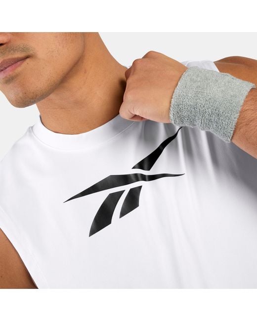 Reebok White Id Basketball Sleeveless T-Shirt for men