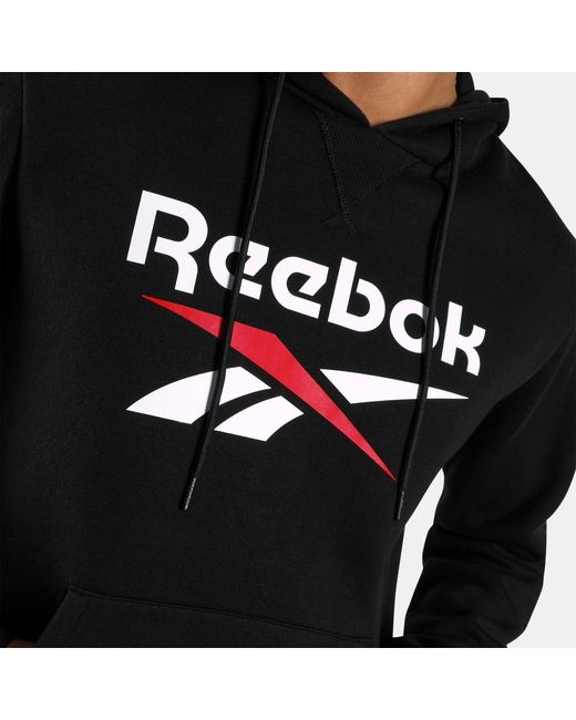 Reebok Black Id 2-Color Logo Fleece Hoodie for men