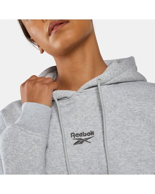 Reebok Gray Wardrobe Essentials Cropped Hoodie