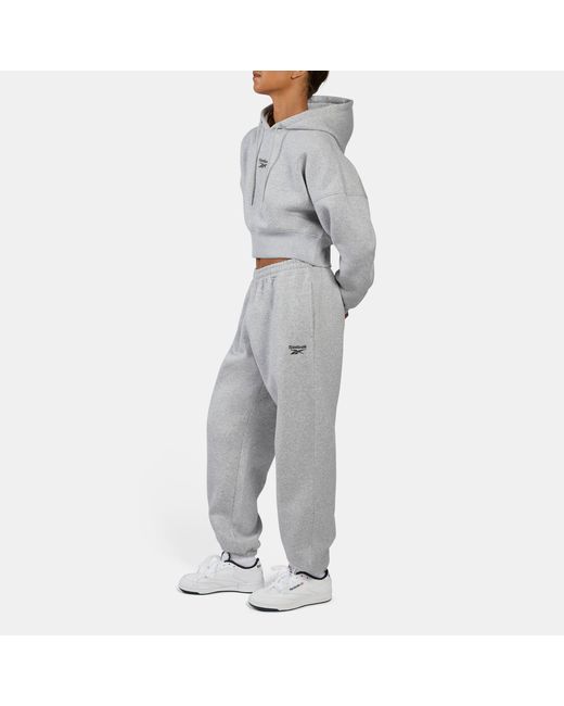 Reebok Gray Wardrobe Essentials Cropped Hoodie