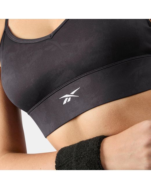 Reebok Black Id Train Printed Tri-Back Sports Bra