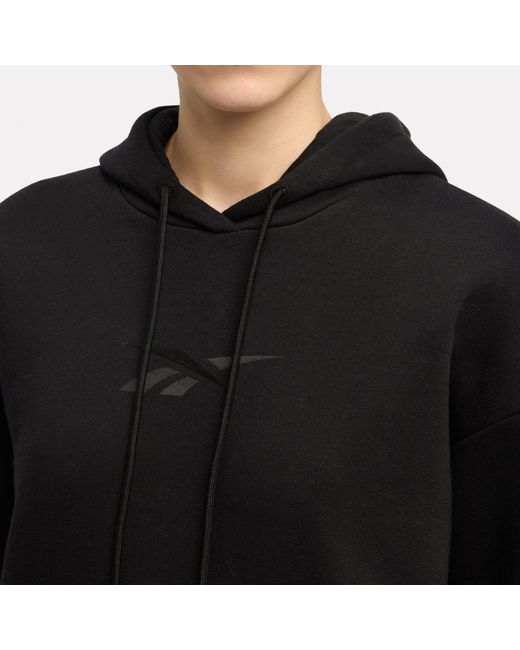 Reebok Black Satin Logo Fleece Hoodie
