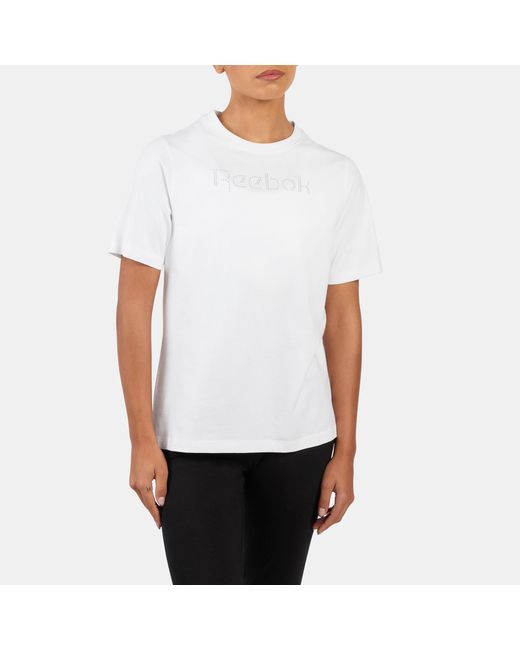 Reebok White Studded Logo T-Shirt
