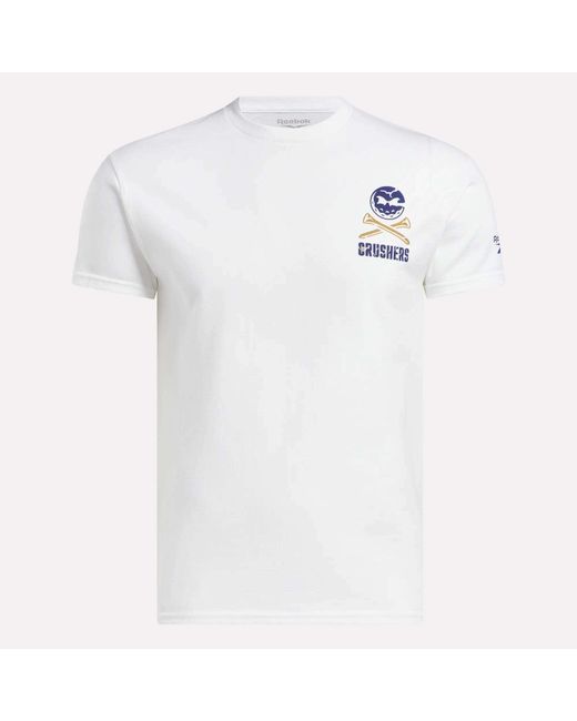 Reebok White Crushers Stacked Logo Tee for men