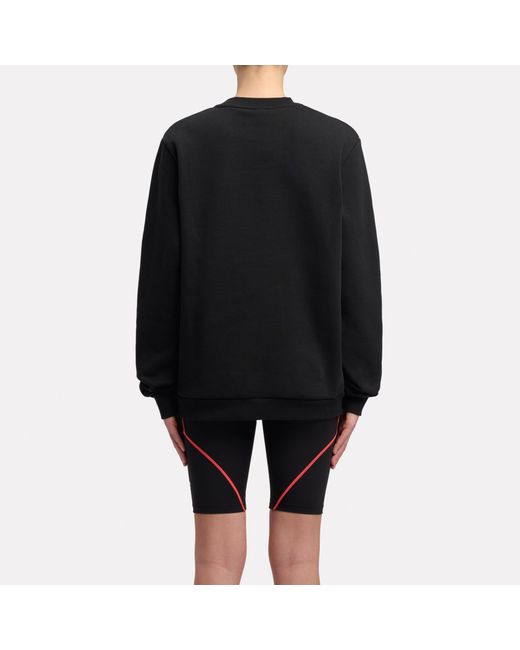 Reebok Black Sport Street Moto Fleece Crewneck Sweatshirt