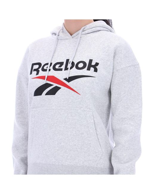 Reebok White Id 2-Color Logo Fleece Hoodie