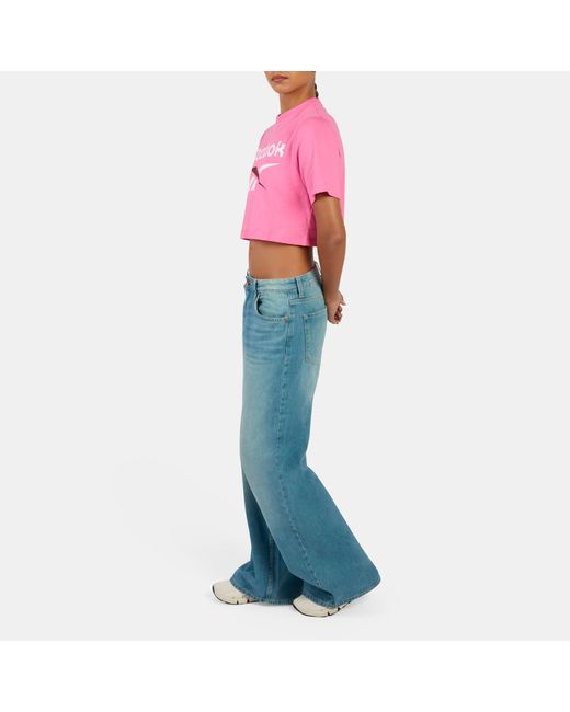 Reebok Pink Sadie 2 Colour Logo Cropped T-Shirt