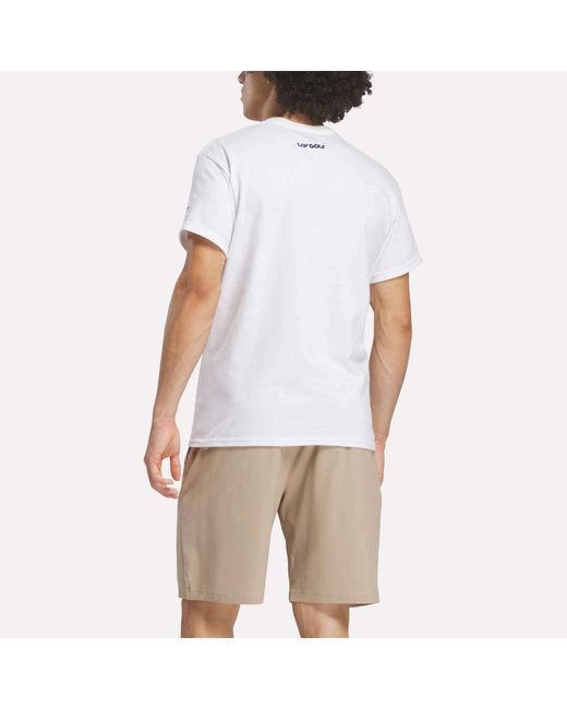 Reebok White Crushers Stacked Logo Tee for men