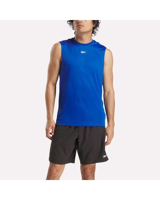 Reebok Blue Sleeveless Tech Training T-Shirt for men
