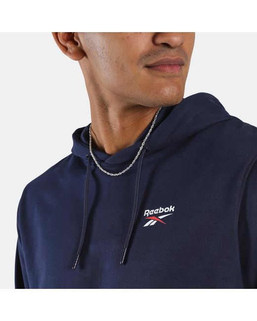 Reebok Blue Id Small Logo French Terry Hoodie