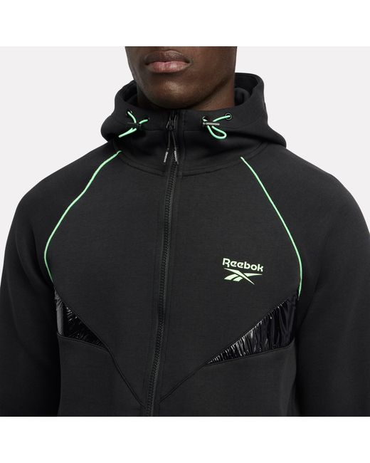Reebok Black Sport Street Piping Spacer Full Zip Hoodie