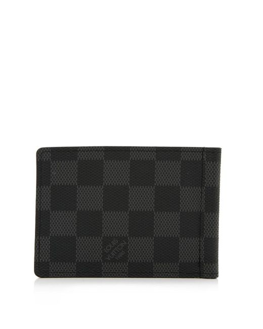 Louis Vuitton Canvas Pre-owned Damier Graphite Pince Wallet in Black for Men - Lyst