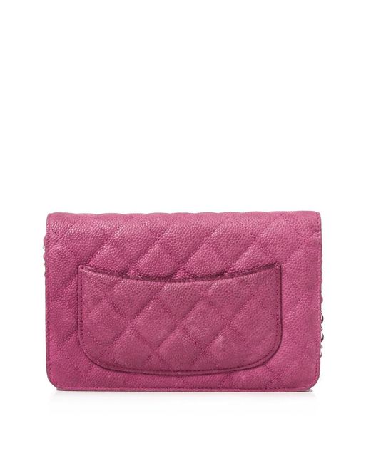 Chanel Pre-owned Caviar Leather Wallet On Chain in Pink - Lyst