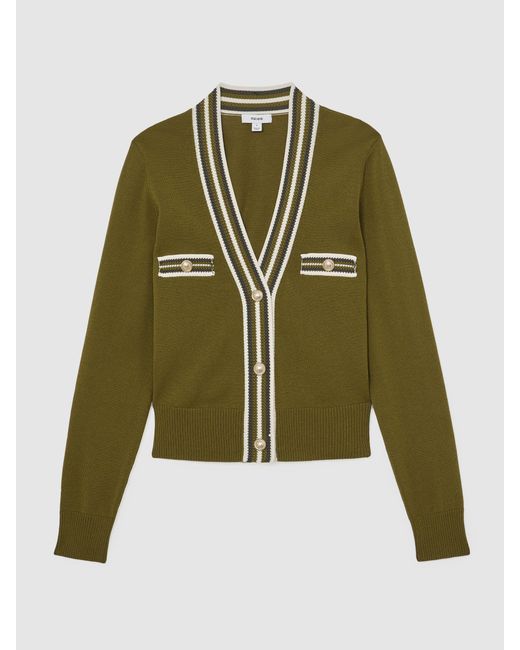 Reiss White Tipped Button-Through Cardigan