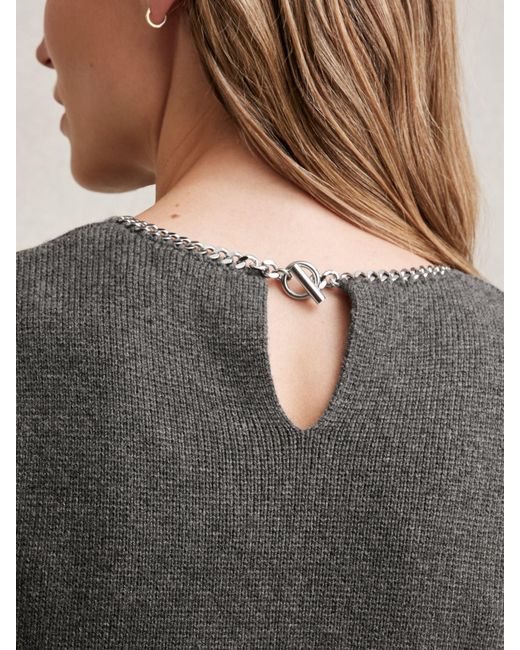 Reiss Gray Wool-Blend Necklace-Trim Knitted Vest