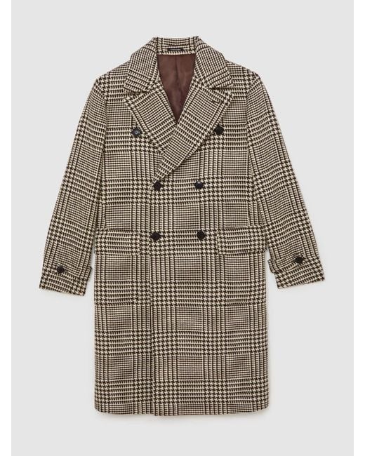 Reiss Natural Atelier Wool Check Overcoat for men