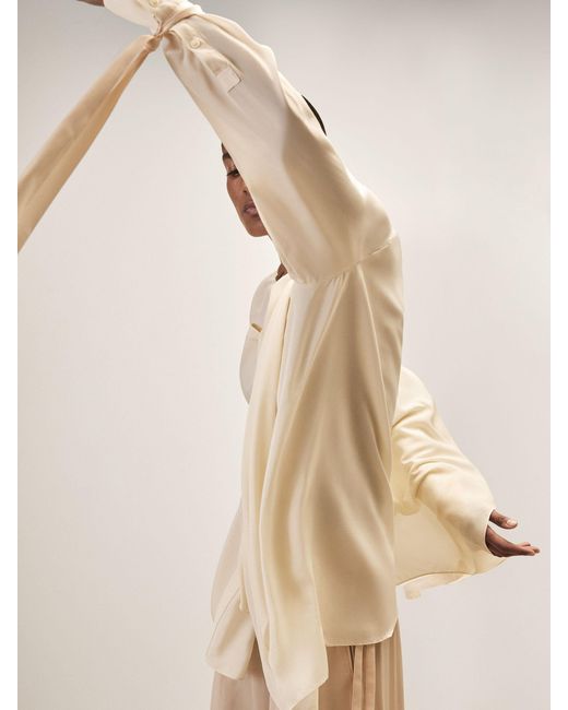 Reiss Natural Scarlet - Cream | Royal Ballet Tie-cuff Blouse, Us 8