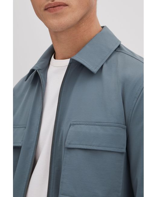 Reiss Hylo - Steel Blue Technical Zip-through Jacket, Xxl for men