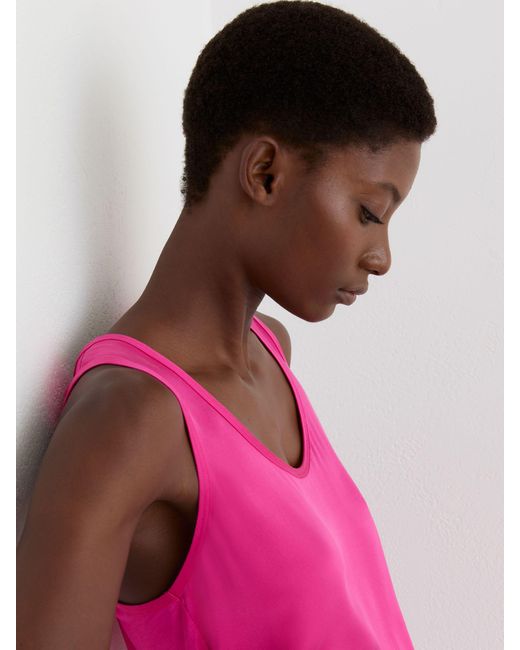Reiss Pink Silk-Front Cami Top