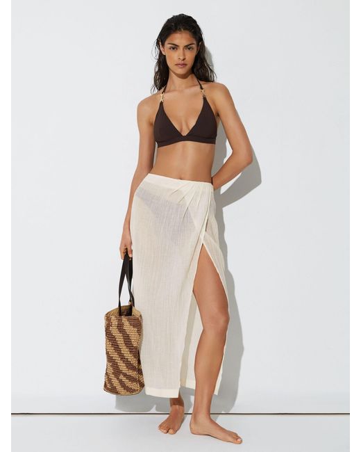 Reiss White Cotton-Blend Gauze Wrap Beach Skirt