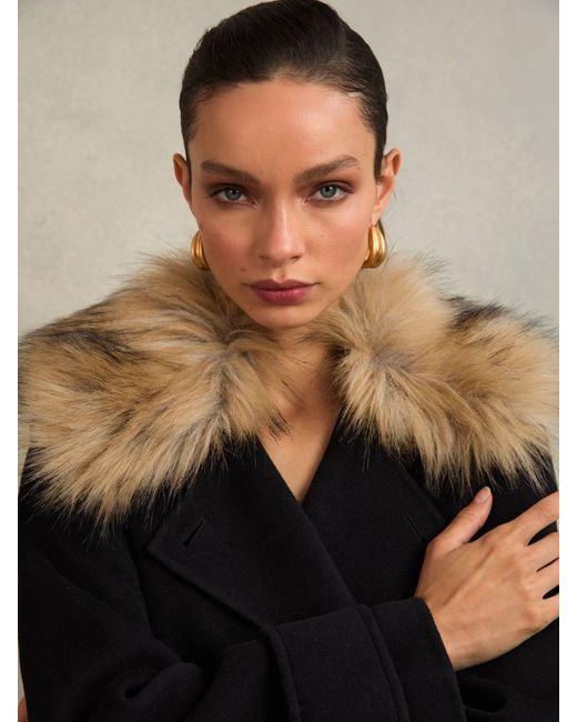 Reiss Jolene - Atelier Black Atelier Wool Faux-fur Collar Coat, Us 8