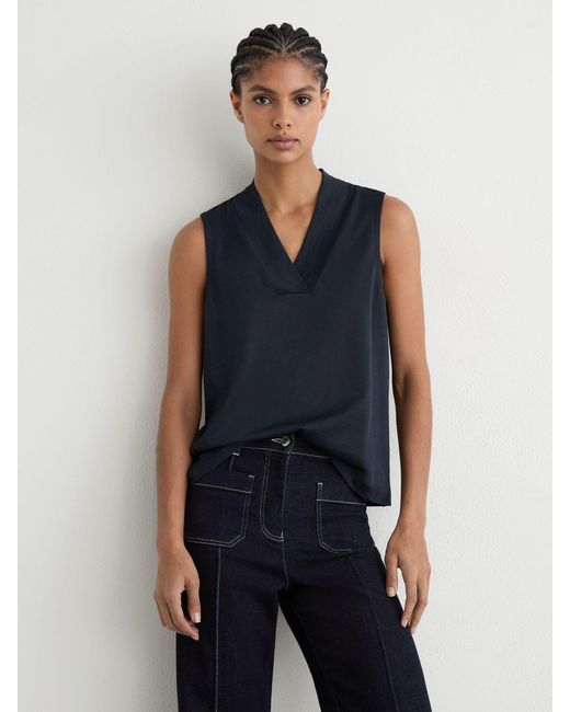 Reiss Blue Jersey V-Neck Vest
