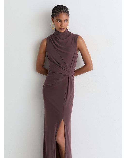 Reiss Dylan - Taupe Brown Draped-detail Sleeveless Maxi Dress, Us 10