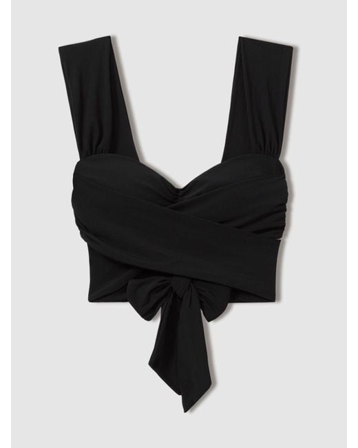 Reiss Natural Cristina - Black Wrap Design Bikini Top, Us 12
