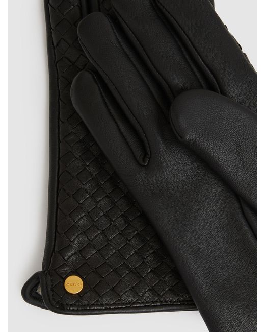 Reiss Giana - Black Woven Leather Gloves, M-l (us 8-14)