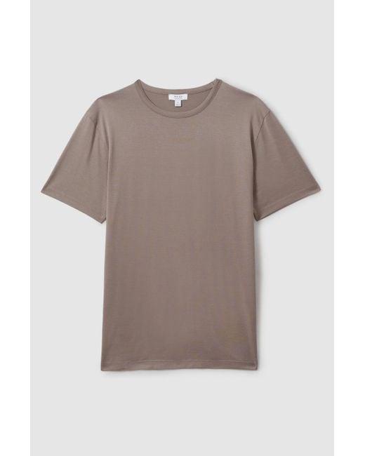 Reiss Gray Caspian - Cinder Mercerised Cotton Crew Neck T-shirt, Xs for men