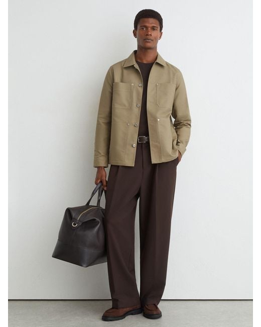 Reiss Natural Cotton-Twill Four-Pocket Overshirt for men