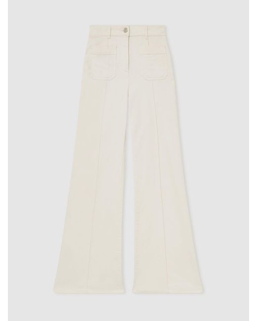 Reiss Natural Petite Patch-Pocket Flared Jeans