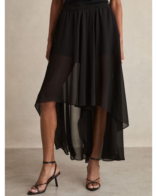 【海外限定】REISSショートパンツ☆Lucie Sheer-Overlay High-Lo Reiss Lucie - Black Petite Sheer Overlay High Low Shorts, Us