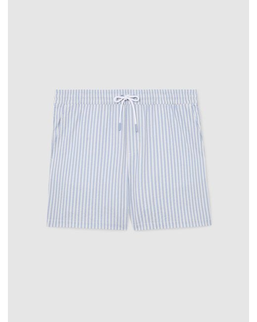 Reiss Bay - Soft Blue/white Seersucker Stripe Swim Shorts, M for men