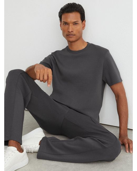 Reiss Gray Sueded Interlock Jersey Modern-Fit T-Shirt for men