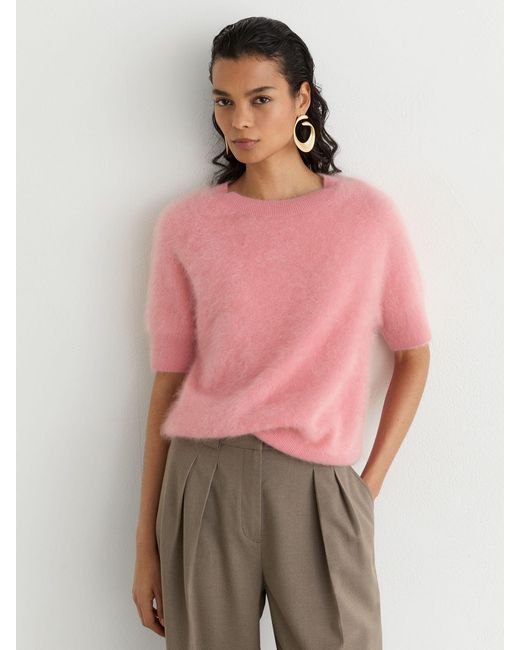 Reiss Pink Cashmere Short-Sleeve Top