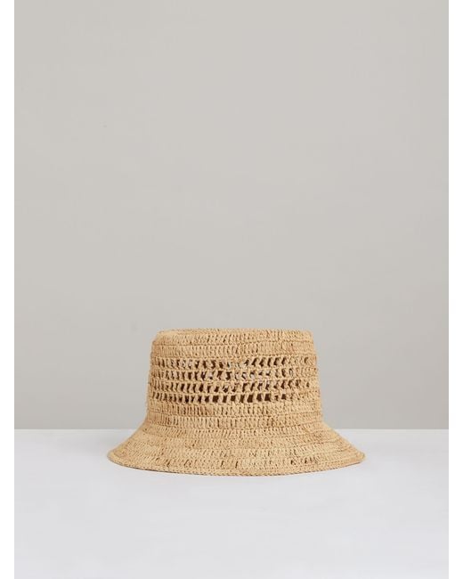 Reiss Natural Ramona Bucket Hat Straw Plain, Size: M & L