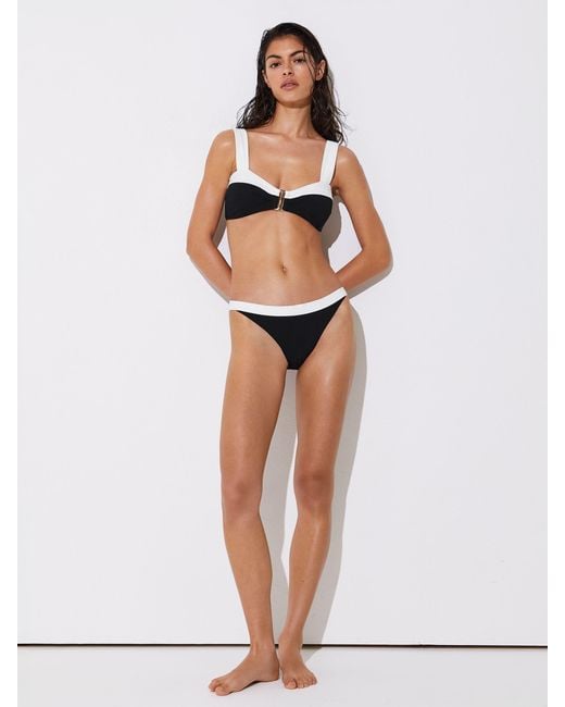 Reiss White Abby - Black/ivory Colour-block Bikini Bottoms, Us 8