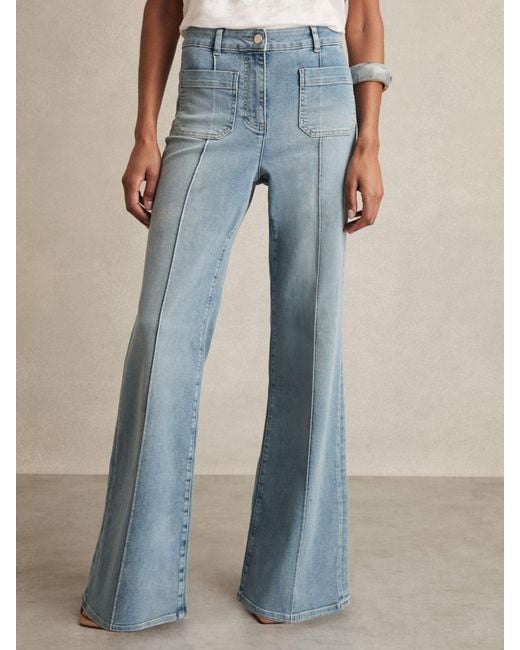 Reiss Sakura - Light Blue Patch-pocket Flared Jeans, 36 R